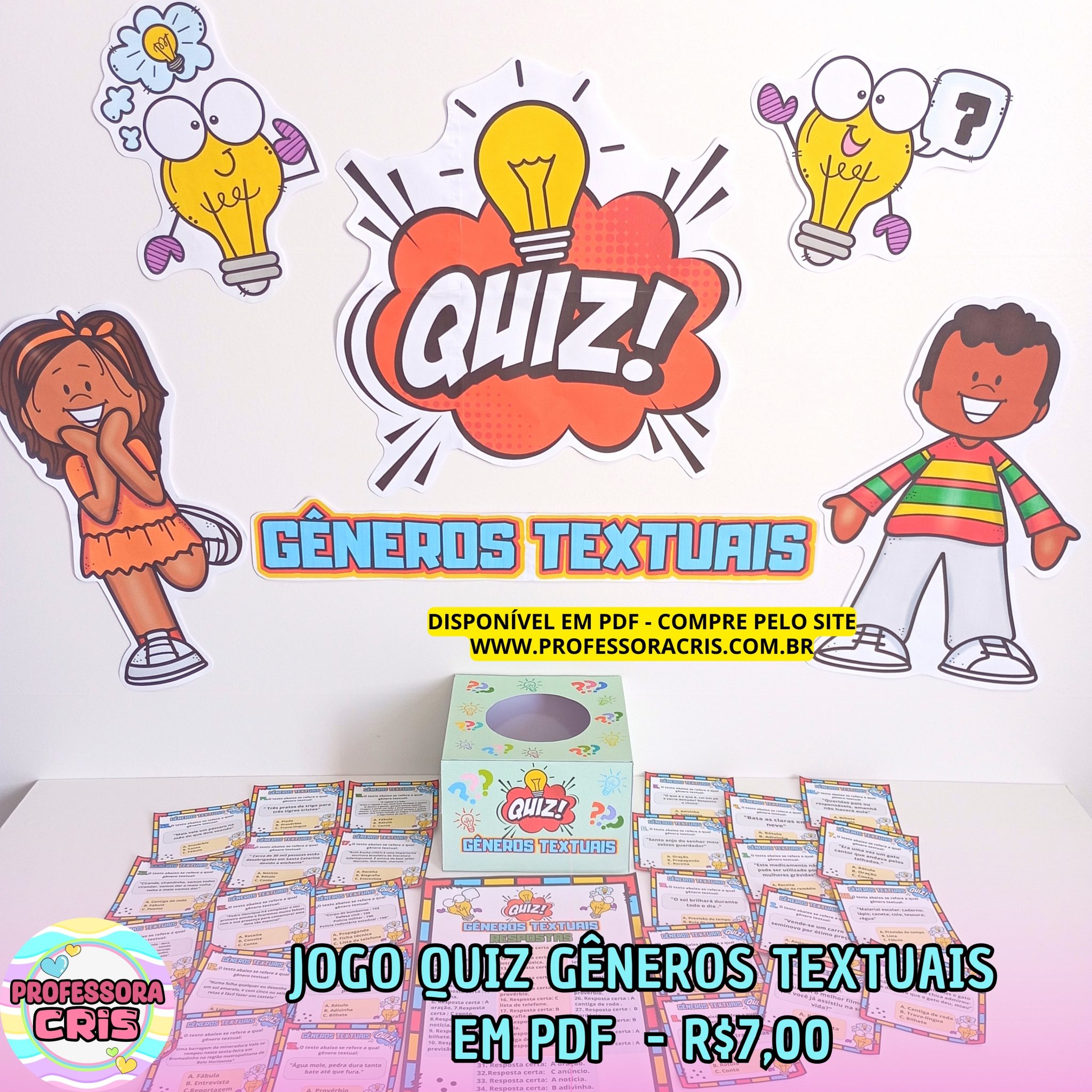 PDF Jogo Quiz Gêneros Textuais Professora Cris Ensinando carinho