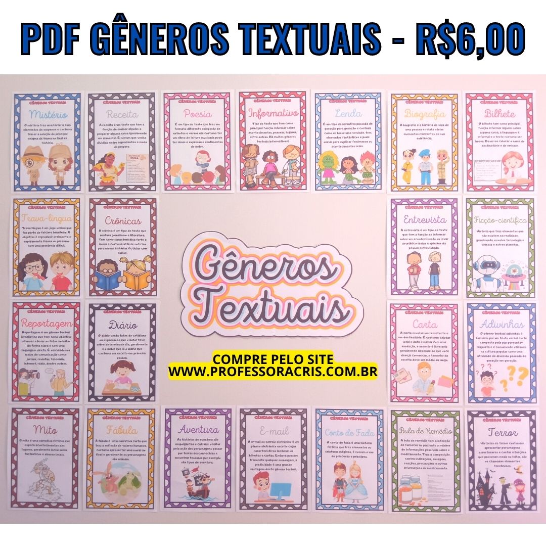 Pdf G Neros Textuais Professora Cris Ensinando Com Carinho