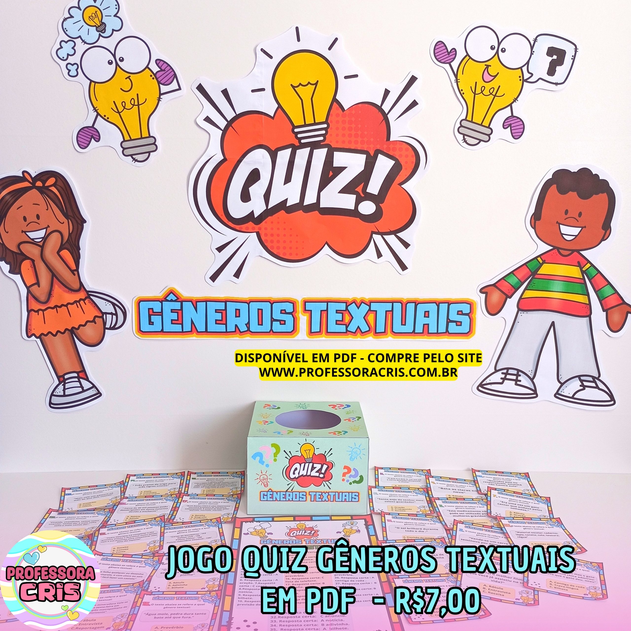 PDF Jogo Quiz Gêneros Textuais – Professora Cris – Ensinando com