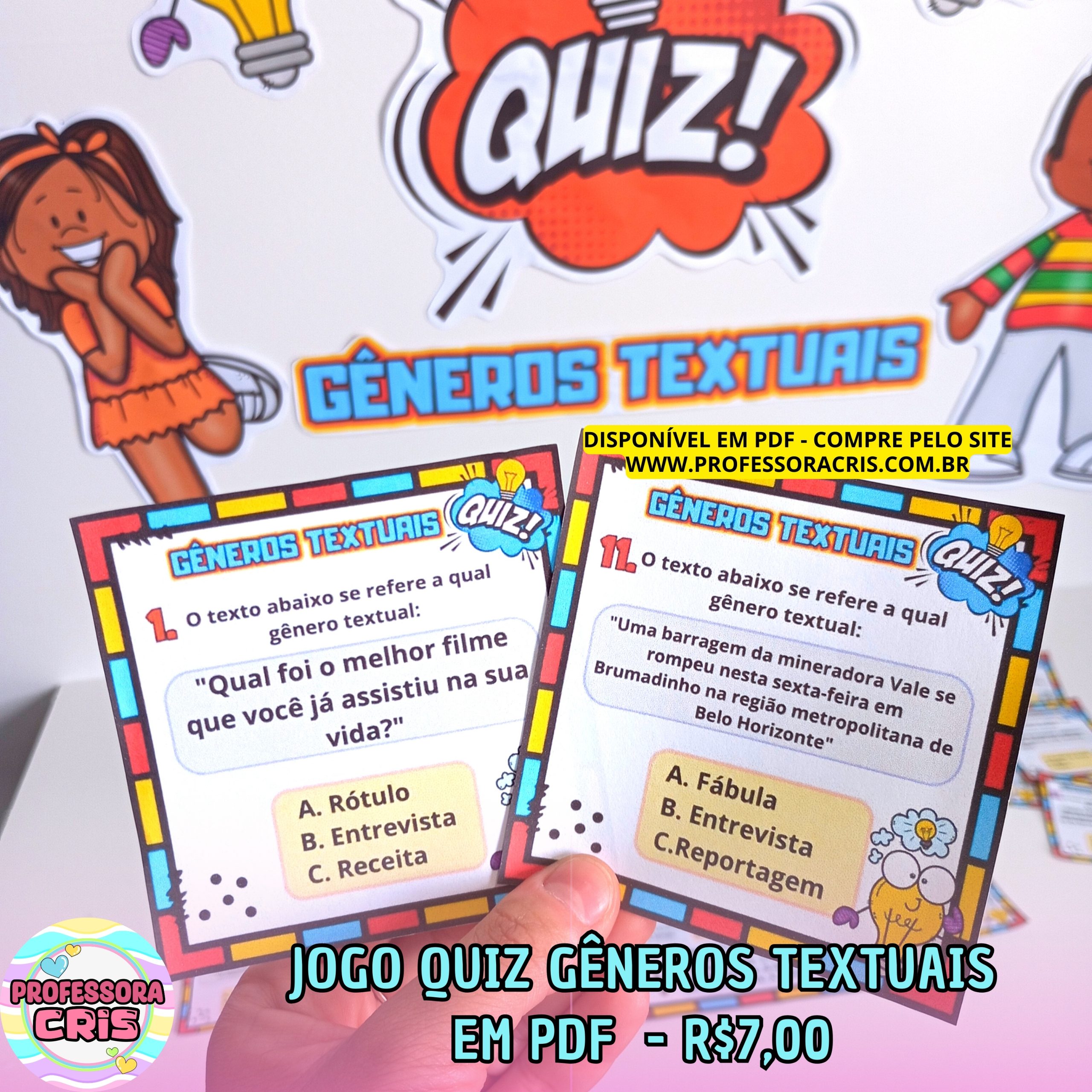 PDF Jogo Quiz Gêneros Textuais – Professora Cris – Ensinando com