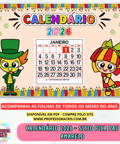 Calendário 2026 - Sítio do Pica pau Amarelo