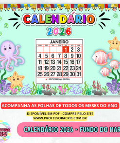 Calendário 2026 - Fundo do Mar