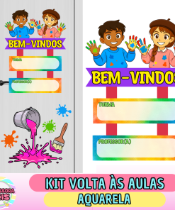Painel de porta BEM-VINDOS – Aquarela