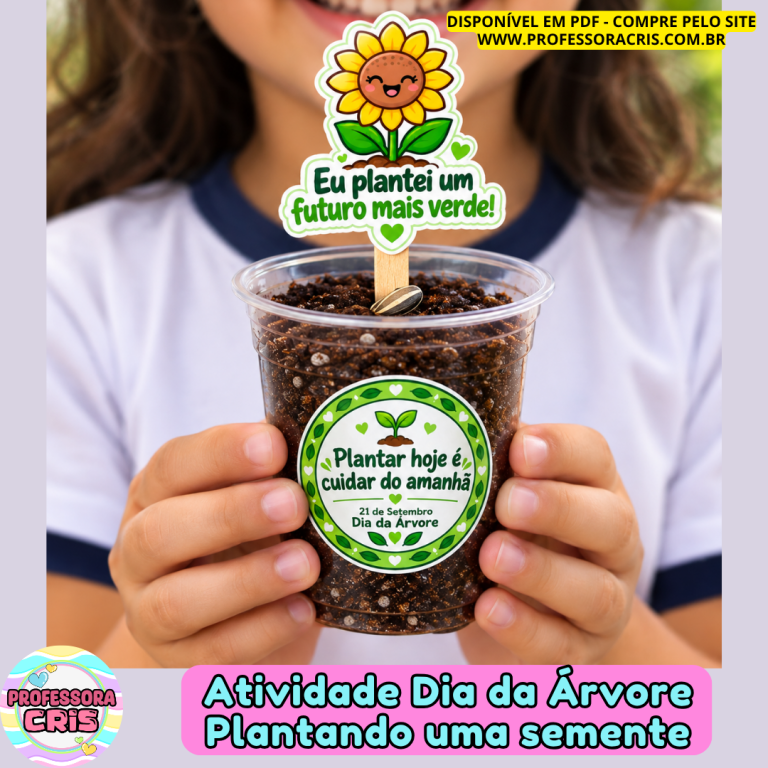 Atividade Dia da Árvore Educação Infantil com dois modelos de topper